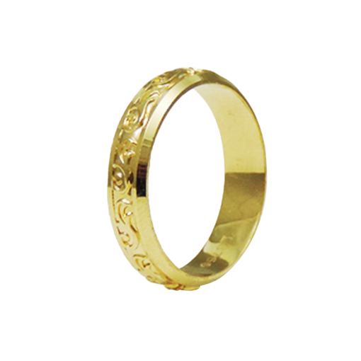 PAR DE ALIANÇAS OURO 18K ABAULADA GOLD FLORAL