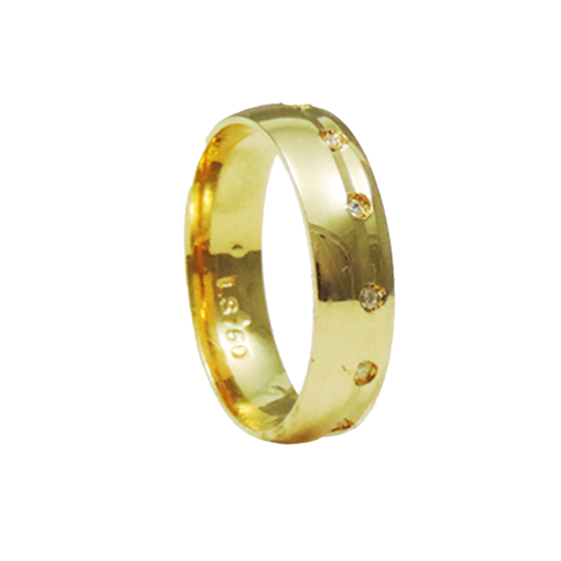 PAR DE ALIANÇAS OURO 18K ABAULADA NOBLE ZIRCONIA - Image 2