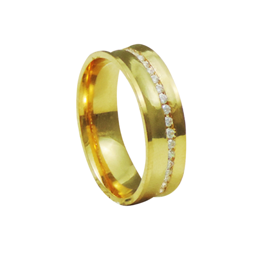 PAR DE ALIANÇAS OURO 18K CÔNCAVA BRIGHT ZIRCONIA - Image 2