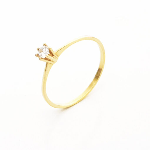 ANEL OURO 18K SOLITÁRIO DALLIA ZIRCONIA