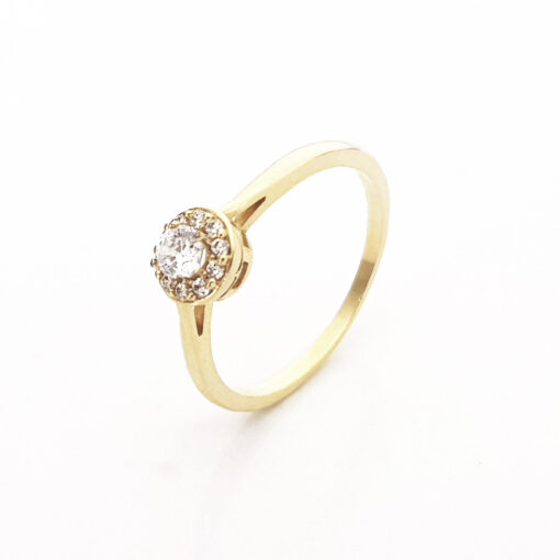 ANEL OURO 18K SOLITÁRIO WINDFLOWER ZIRCONIA